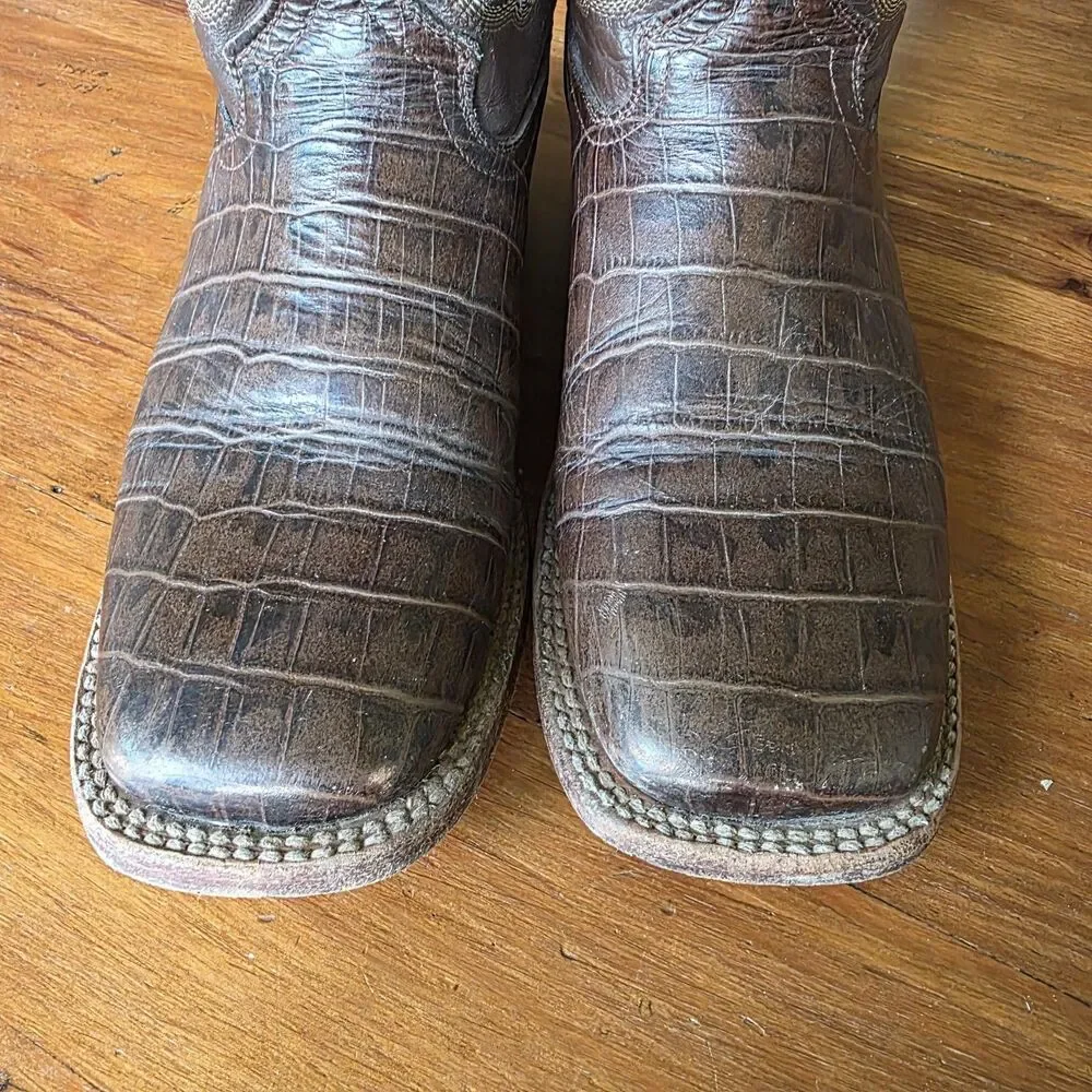 Ferrini Boots 90793-09 Leather Alligator Print Square Toe Mens Size 7.5B